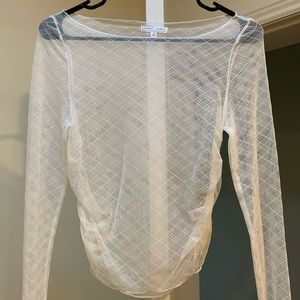 White mesh long sleeve top